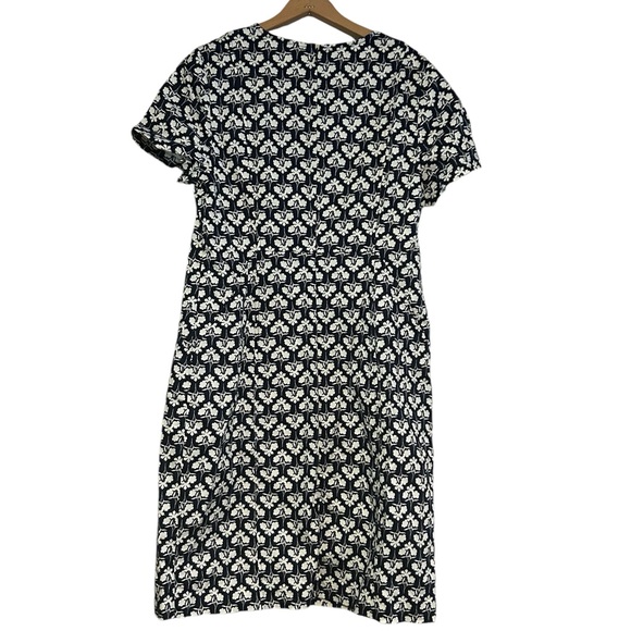 Boden Dana Chino French Navy V-Neck Dress Size 14 L Shift Floral - Picture 4 of 4
